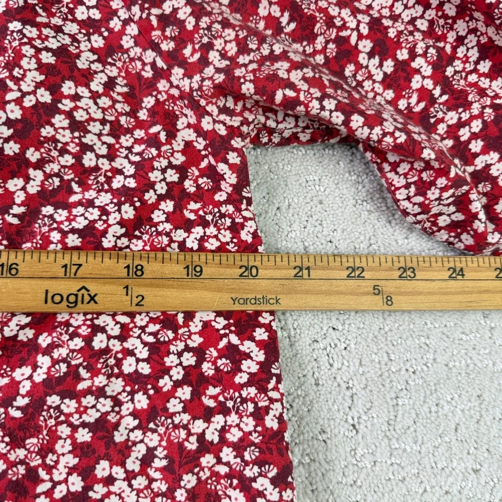 Apiece Apart Mitte Blouse Women S Red Floral Organic Cotton Puff Sleeve Top - Picture 7 of 11